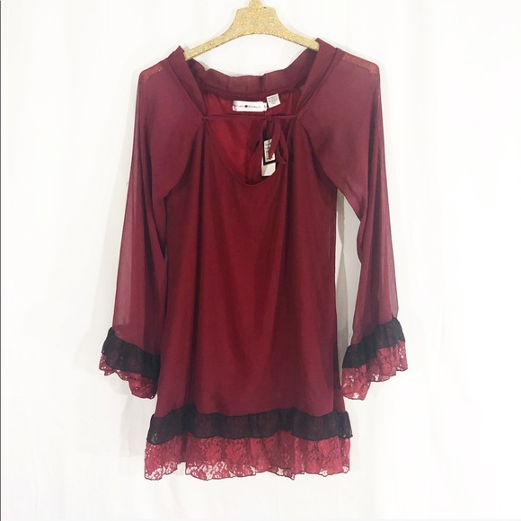 BURGUNDY LACE DRESS - Picture 3 of 7